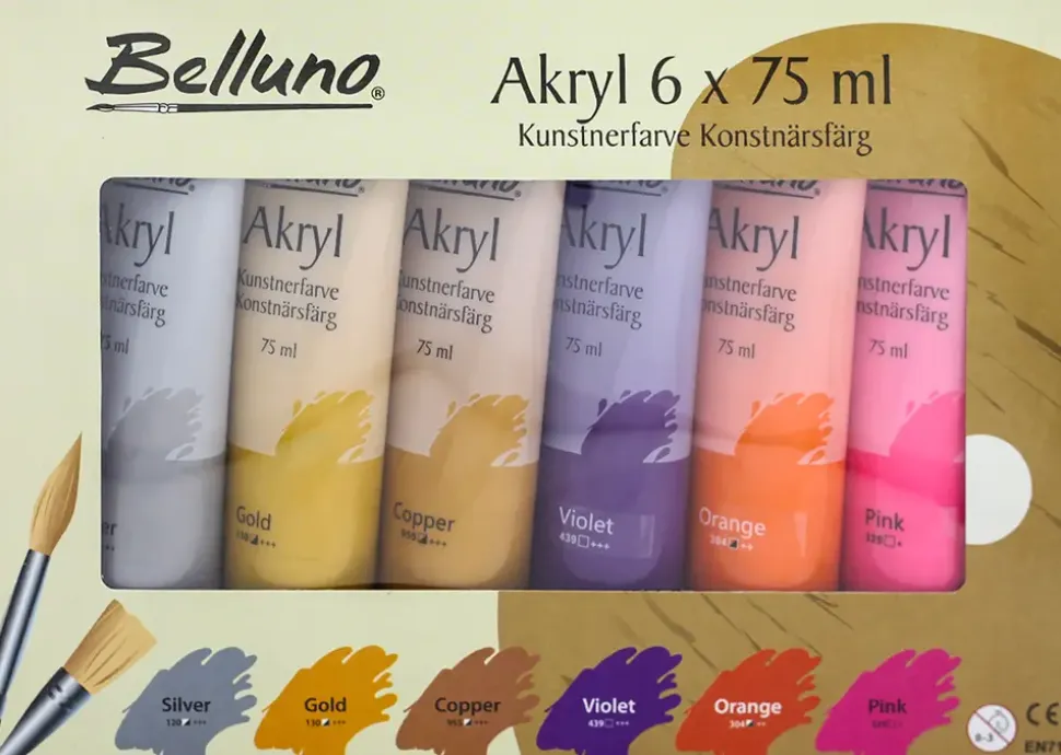Akrylfärger 6x75 ml