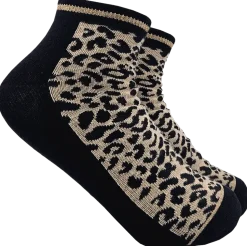 Ankelstrumpor med leopardmönster - Svart