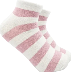 Ankelstrumpor randiga - vita och rosa