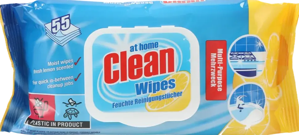 At Home Clean Rengöringsservetter citron 55-pack