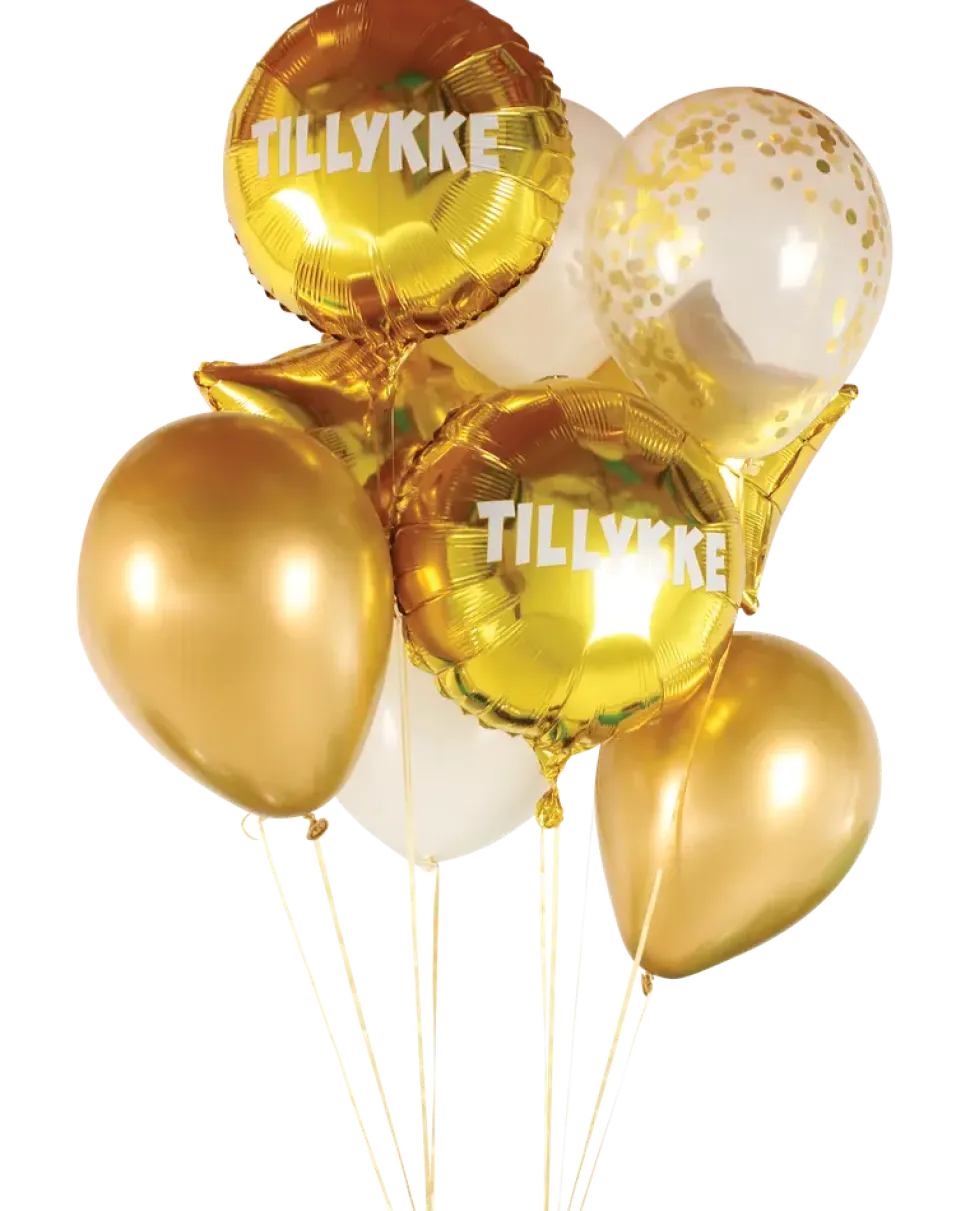 Ballongbukett guld 10 st