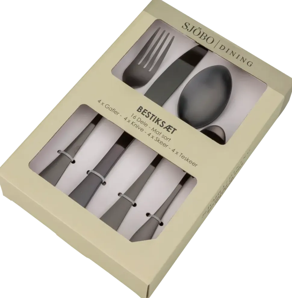 Bestickset 16 delar - matt svart