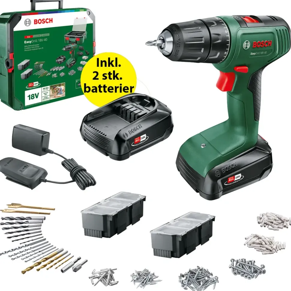 Bosch Akku skruvdragare 18V-40 - inkl. 2 st. 1,5 Ah-batterier