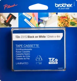 Brother TZ-tejp 4 m - vit/svart