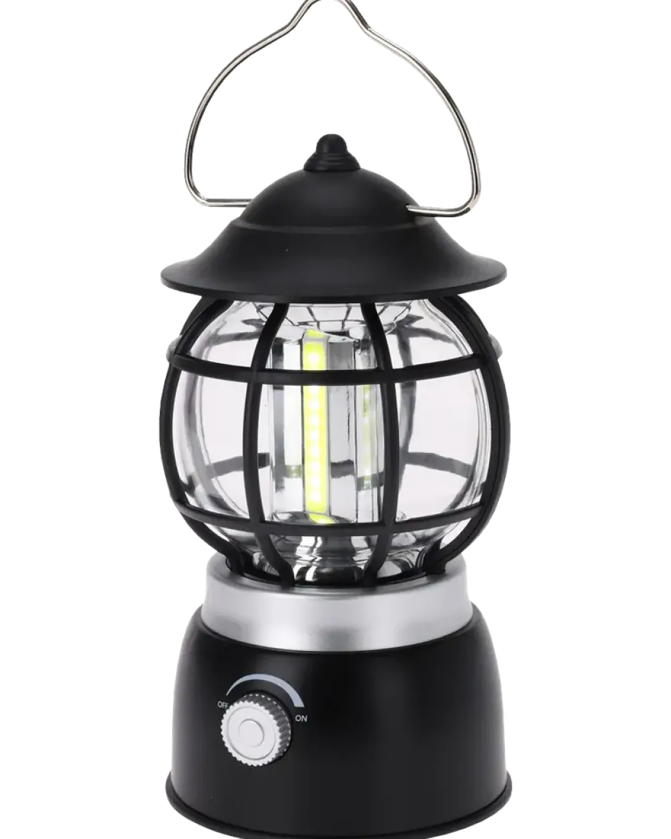 Campinglampa retro med LED H. 20 cm