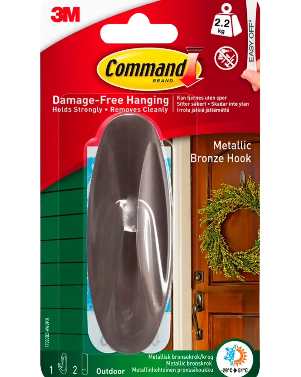 Command™ Metallkrok för utomhusbruk – Brons Stor