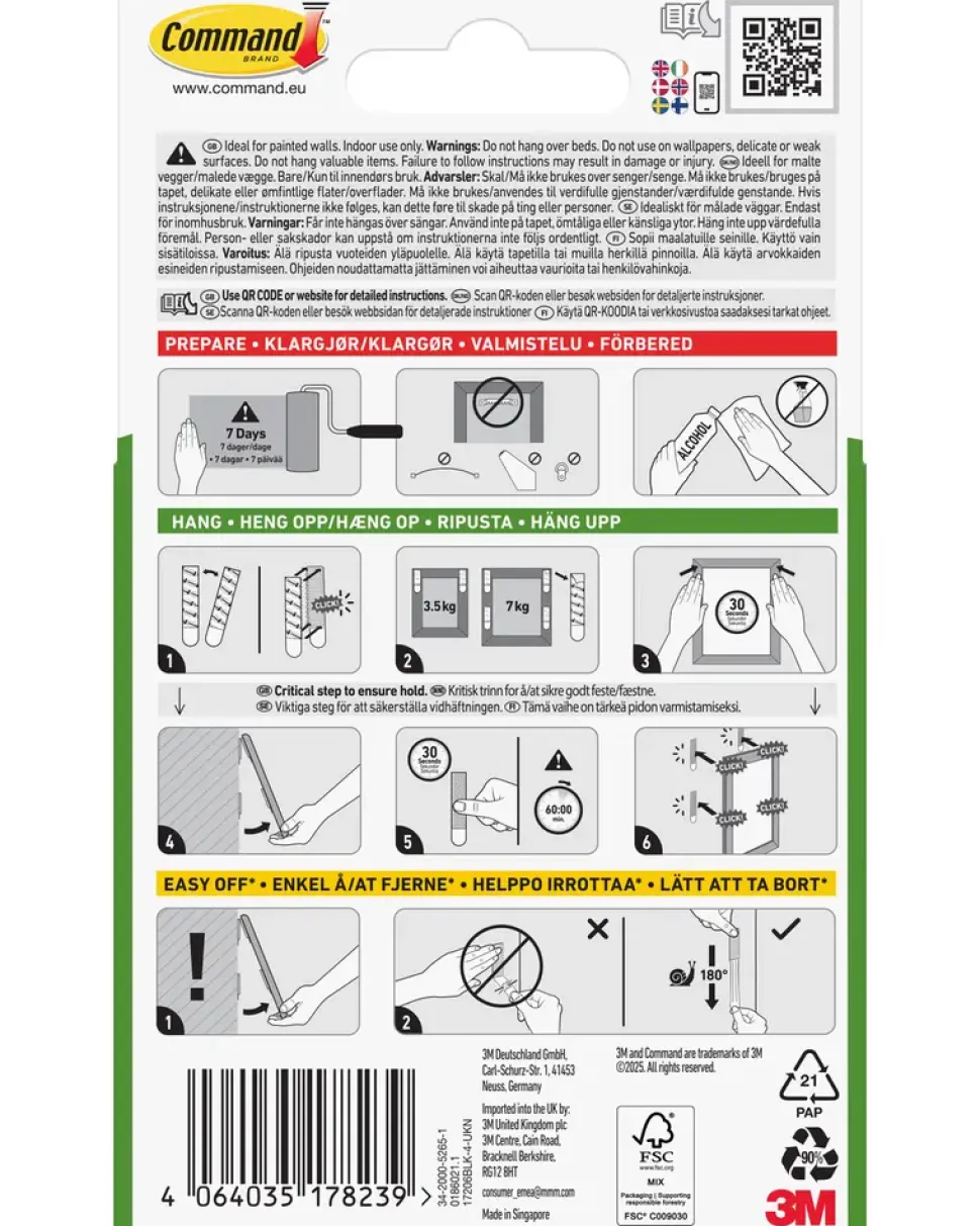 Command™ Strips Tavelupphängning - Svart L