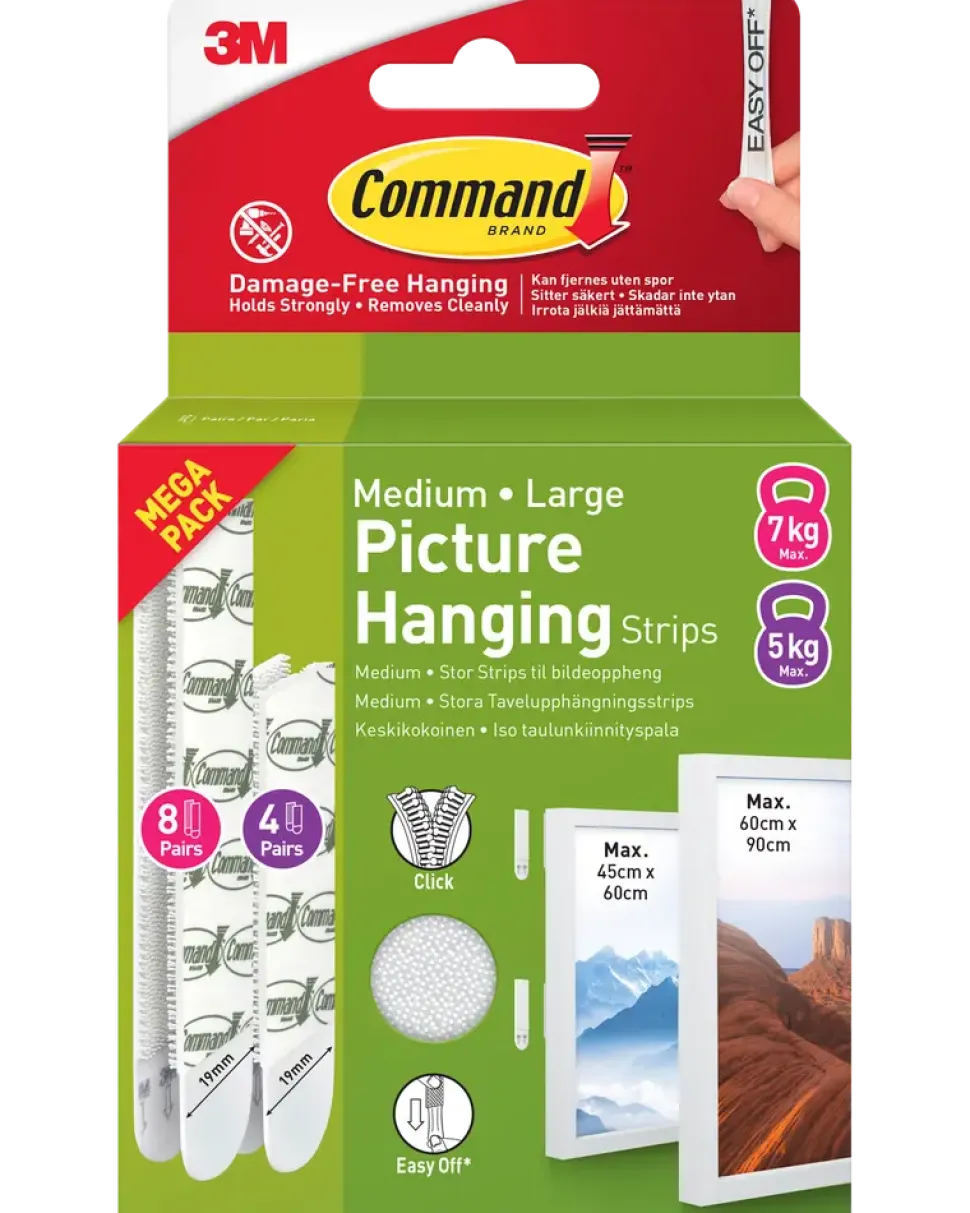 Command™ Strips Tavelupphängning - Vit M och L
