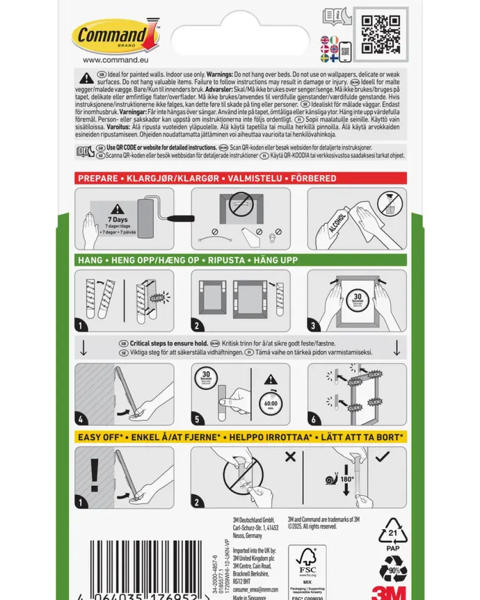 Command™ Strips Tavelupphängning - Vit M och L