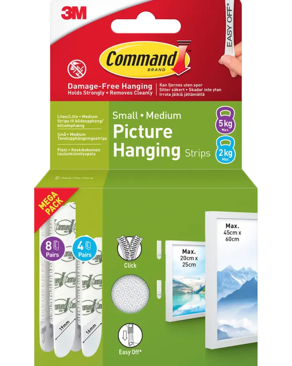 Command™ Strips Tavelupphängning - Vit S och M