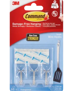 Command™ Trådkrokar med Strips - Transparent Små