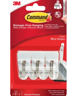 Command™ Trådkrokar med strips – Vit Små