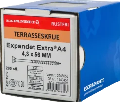 EXPANDET Rostfri A4 trallskruv 4,3 x 56 mm 200 st.