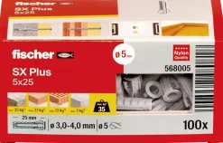 Fischer Uni plugg SX plus 5 x 25 mm 100 st.