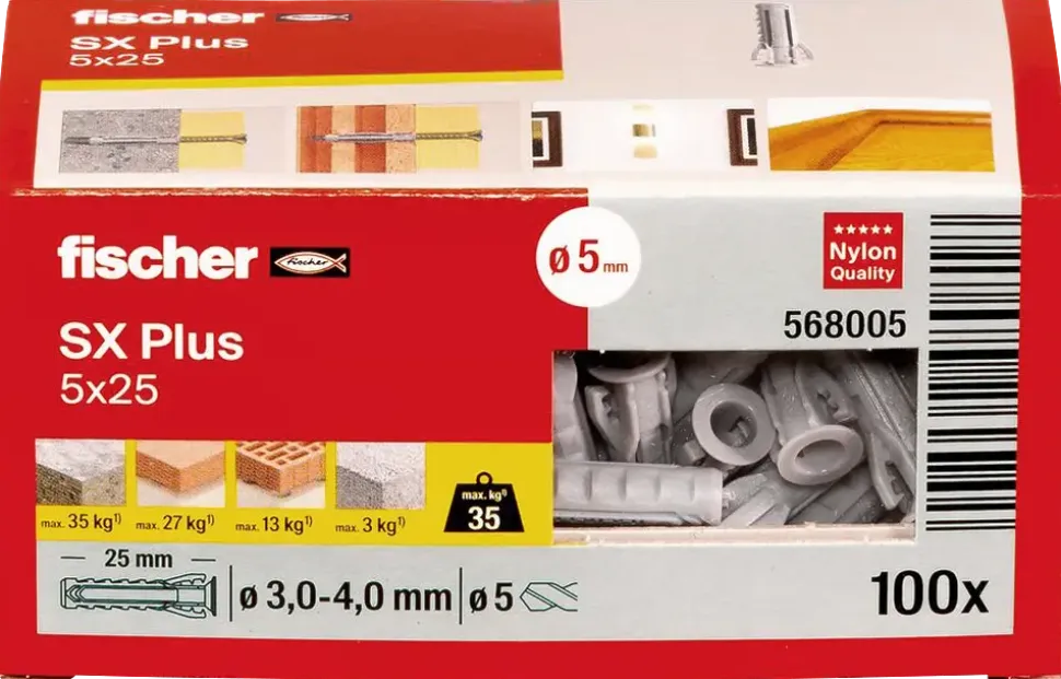 Fischer Uni plugg SX plus 5 x 25 mm 100 st.