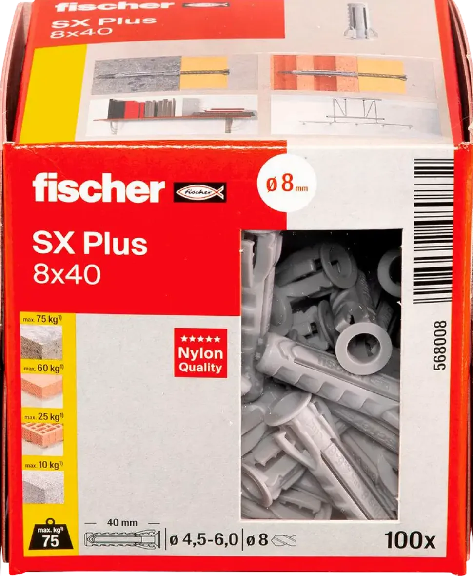 Fischer Uni plugg SX plus 8 x 40 mm 100 st.