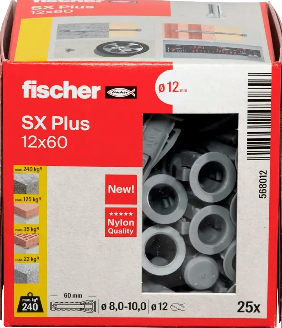 Fischer Uni plugg SX plus 12 x 60 mm 25 st.
