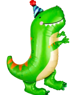 Folieballong 70 cm - Dino med hatt