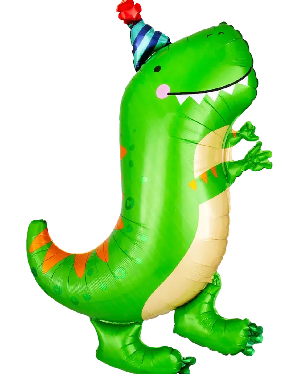 Folieballong 70 cm - Dino med hatt