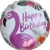 Folieballong 33 cm - Happy birthday flamingo