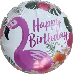 Folieballong 33 cm - Happy birthday flamingo