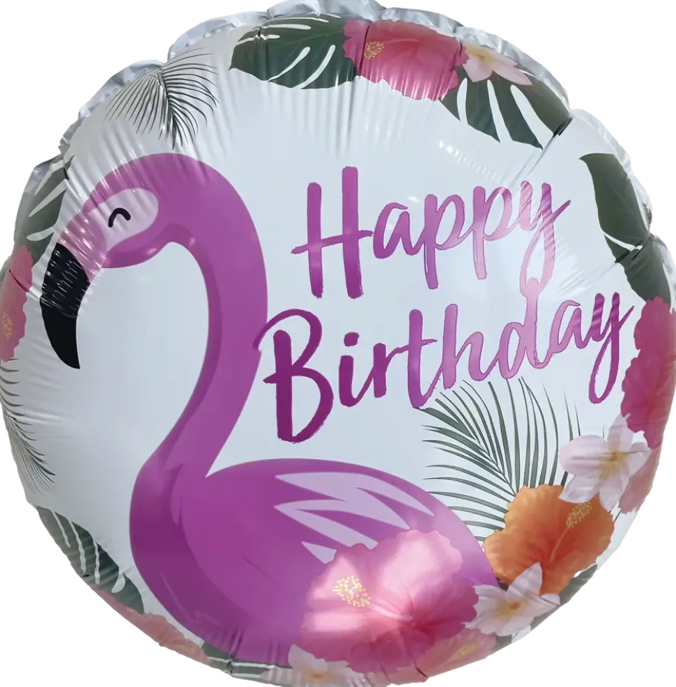 Folieballong 33 cm - Happy birthday flamingo