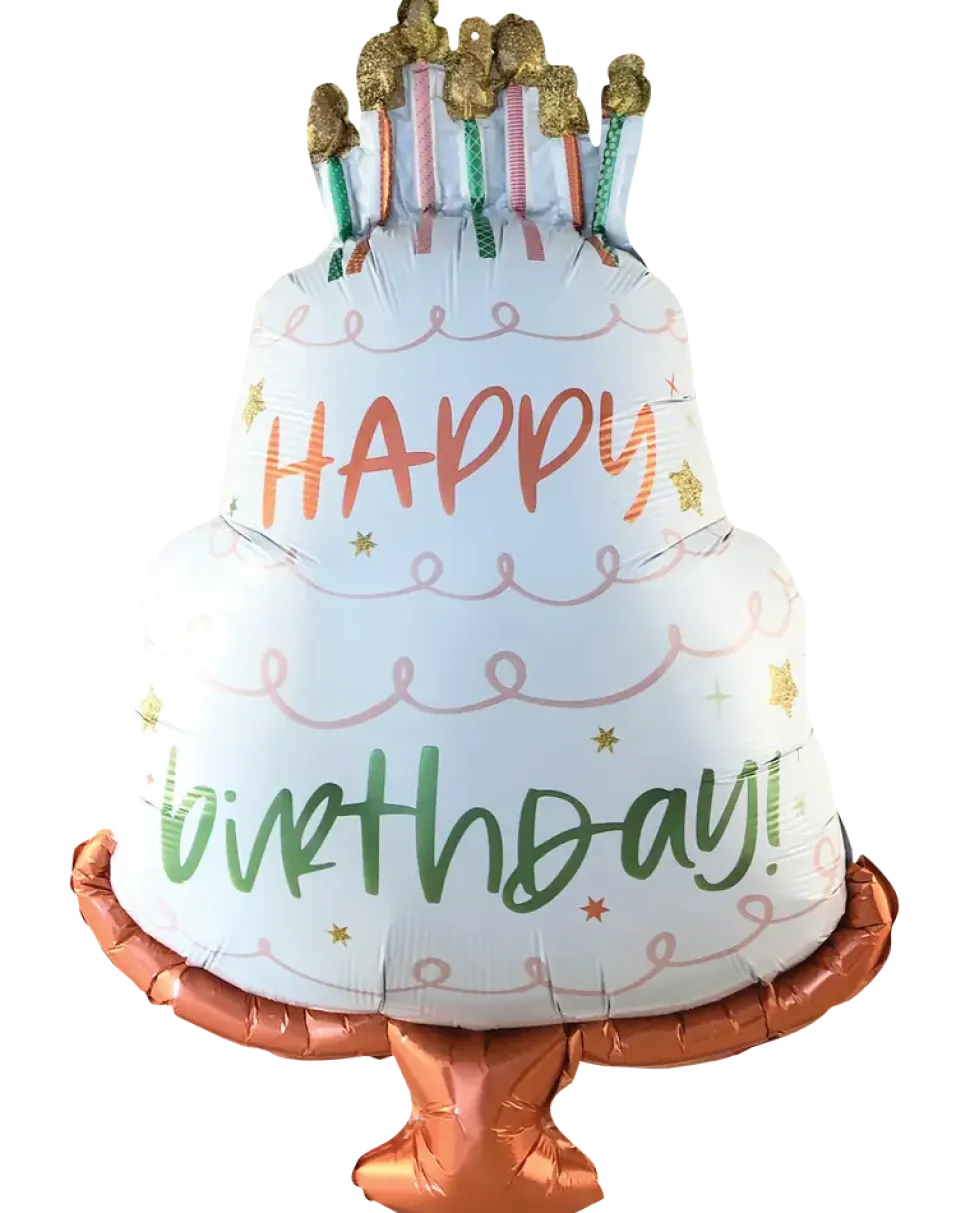 Folieballong 33 cm - Happy birthday tårta