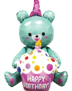 Folieballong 54 cm - Nallebjörn med cupcake