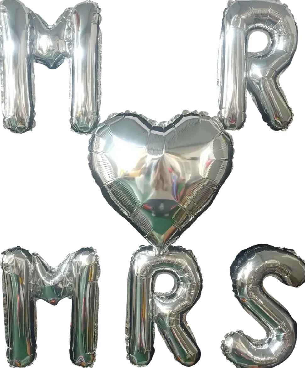 Folieballong 40 cm silver - Mr&Mrs