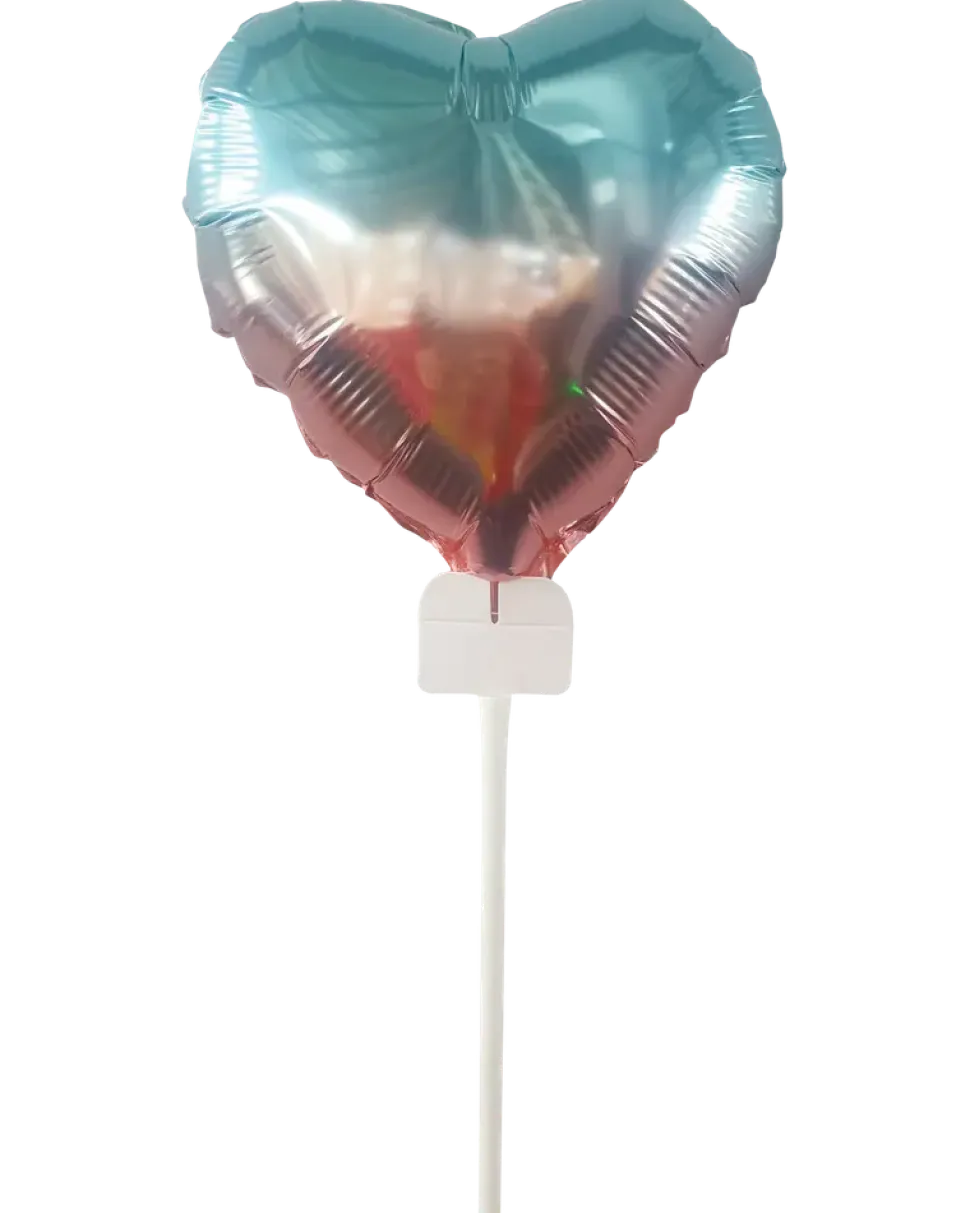 Folieballong mini med pinne - Hjärta