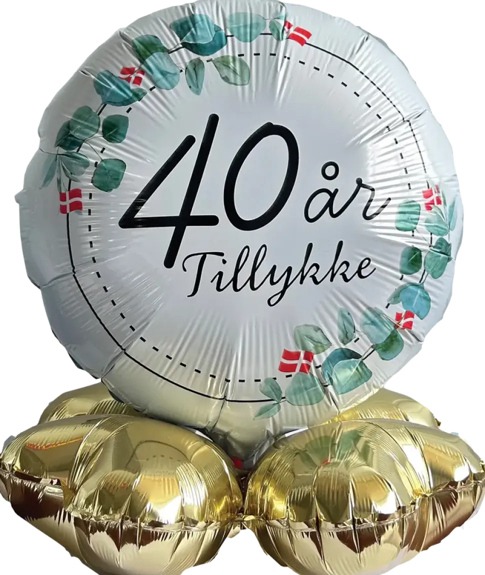 Folieballong på fot Ø35 cm - 40 år