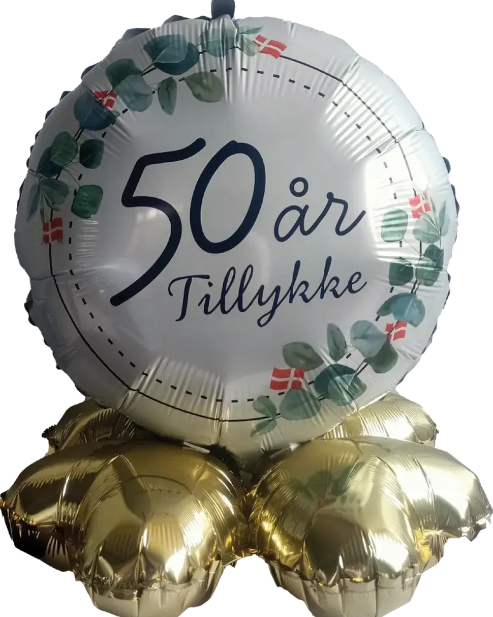 Folieballong på fot Ø35 cm - 50 år