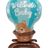 Folieballong på fot 66 cm - ”Welcome baby” blå