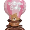 Folieballong på fot 66 cm - ”Welcome baby” rosa