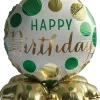 Folieballong på fot Ø35 - ”Happy birthday” Grön