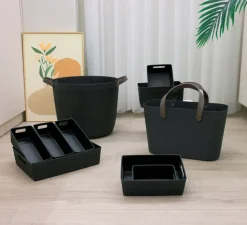 Förvaringskorg plast L svart