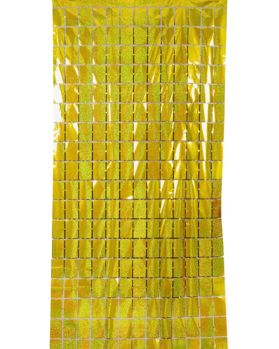 Glitterdraperi - fyrkanter guld