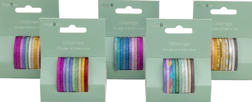 GLITTERTEJP 10 RULLAR 3MMX3,5M