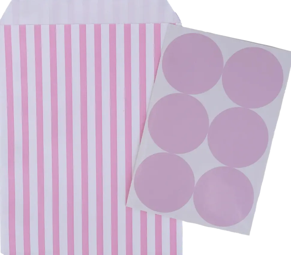 Godispåse m. etikett 6-pack rosa