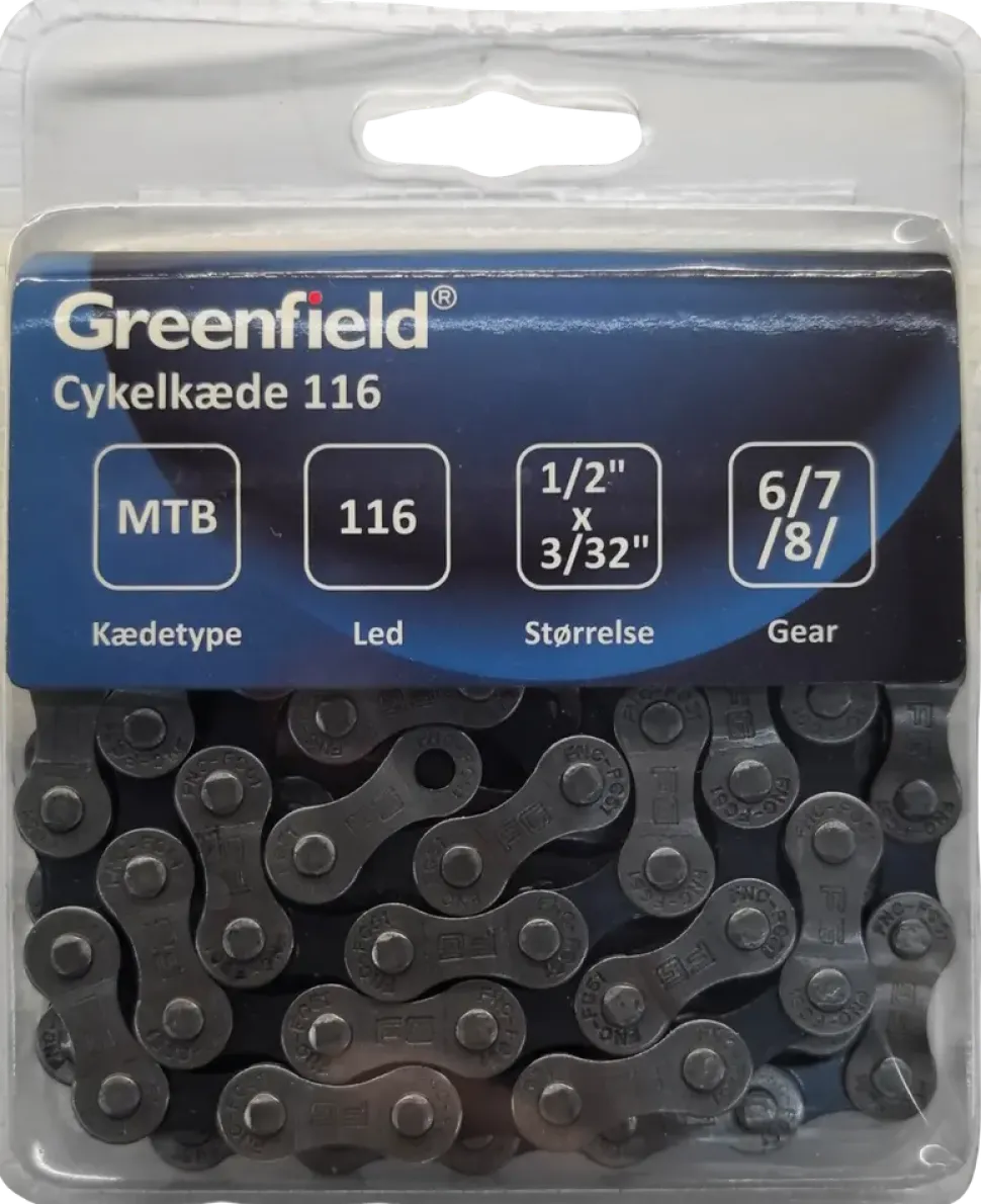 Greenfield cykelkedja – 116 länkar