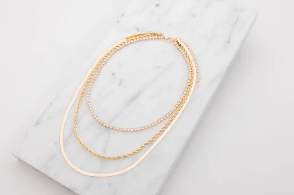 Halsband 3 st - guld