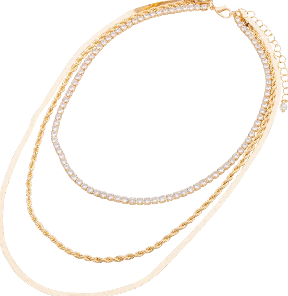 Halsband 3 st - guld