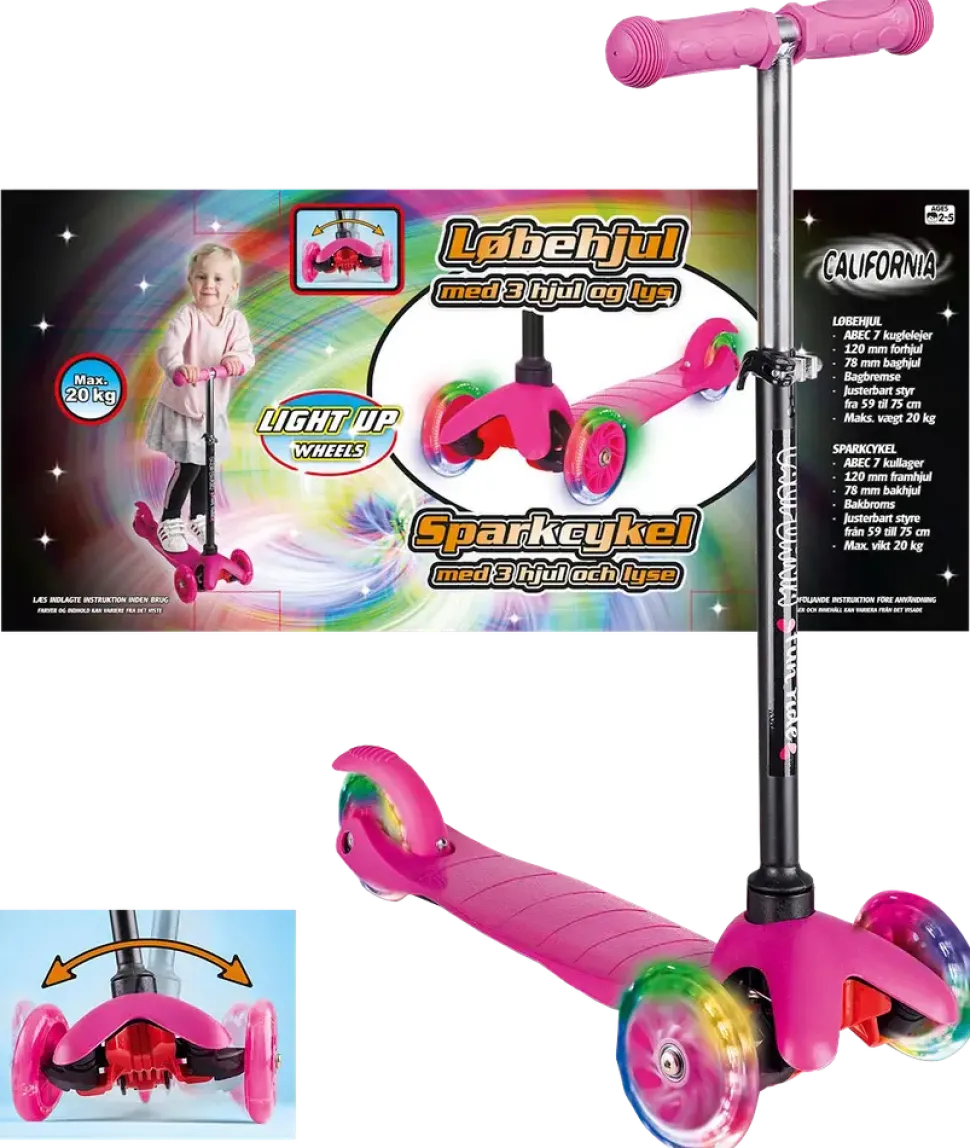 3-hjulig sparkcykel – Rosa
