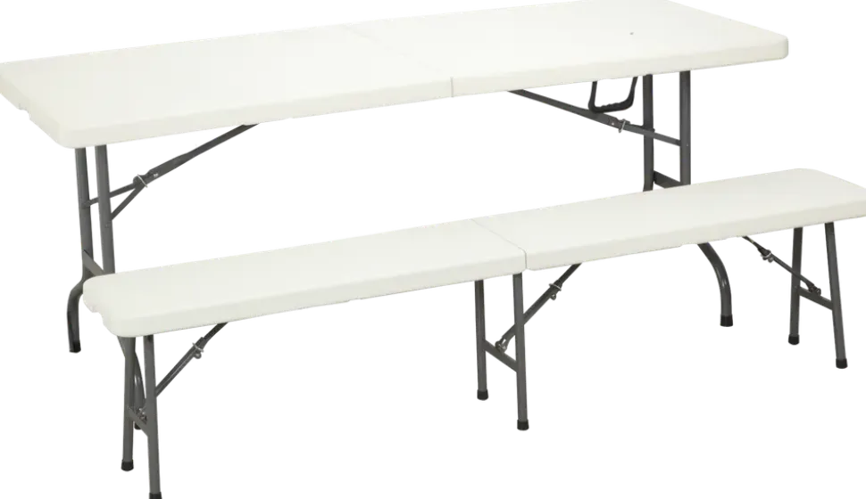 Hopfällbar bänk L. 180 cm - vit