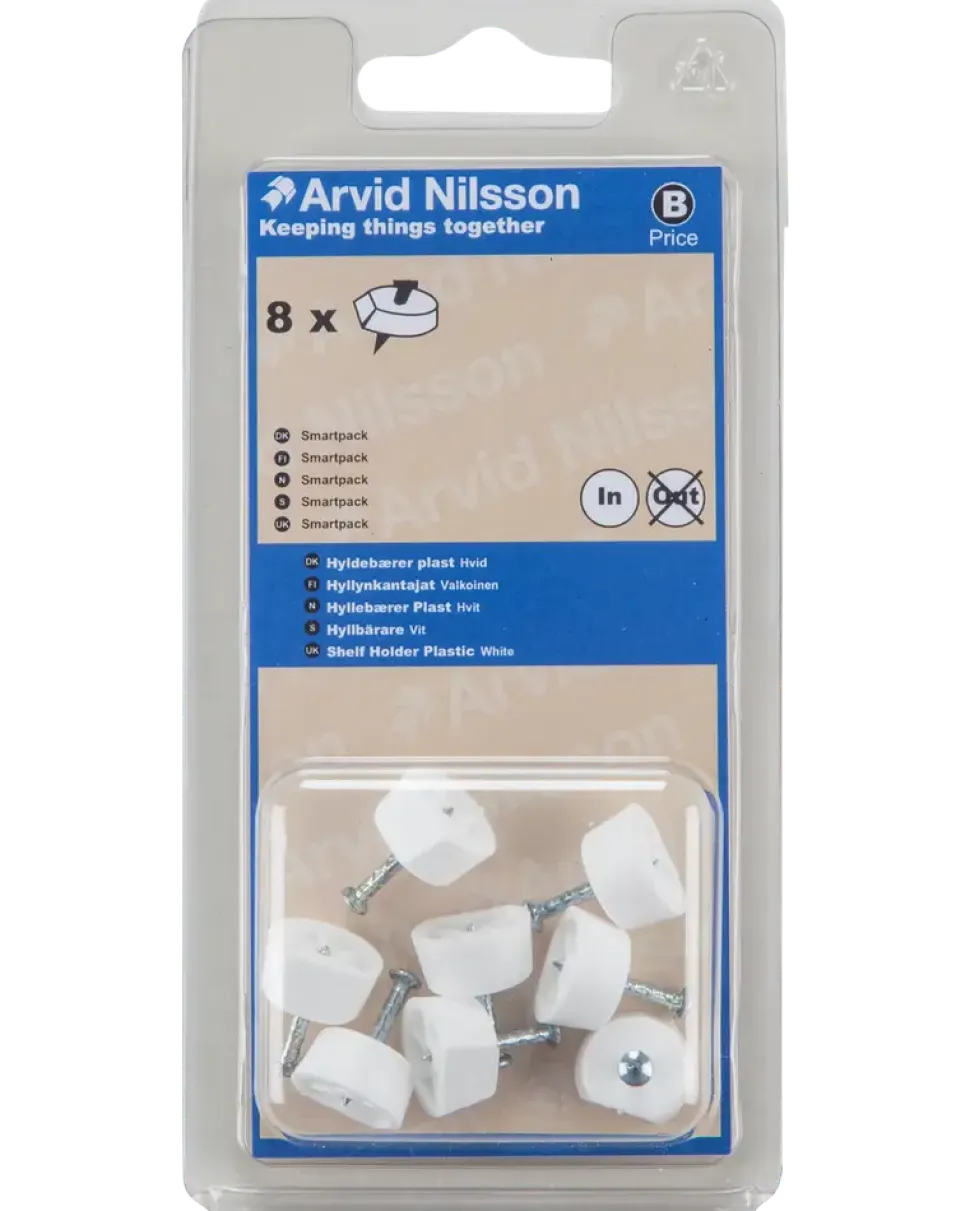 HYLLBÄRARE PLAST VIT 8 ST