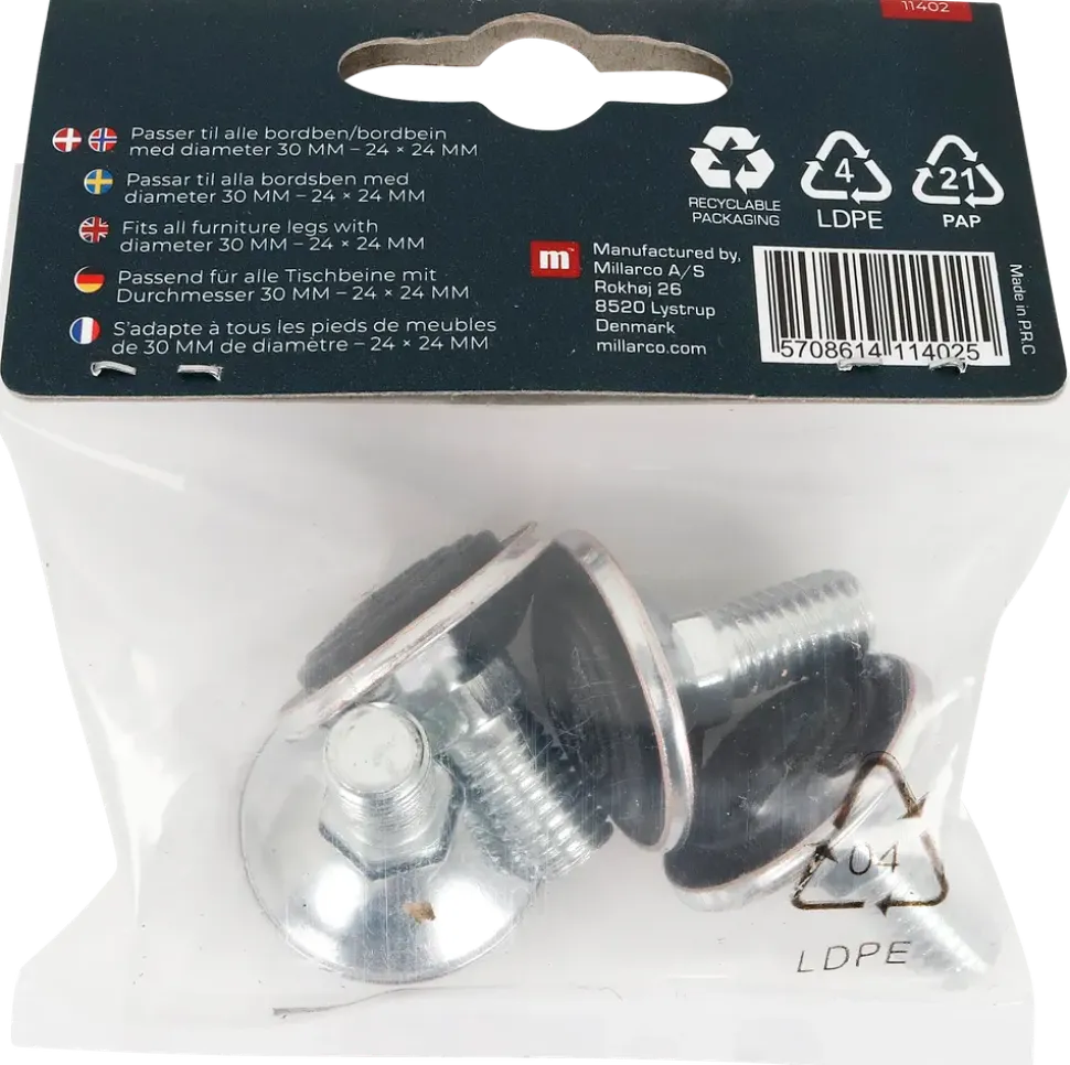 Justeringsskruvar för bordsben, 4 st - 30 mm
