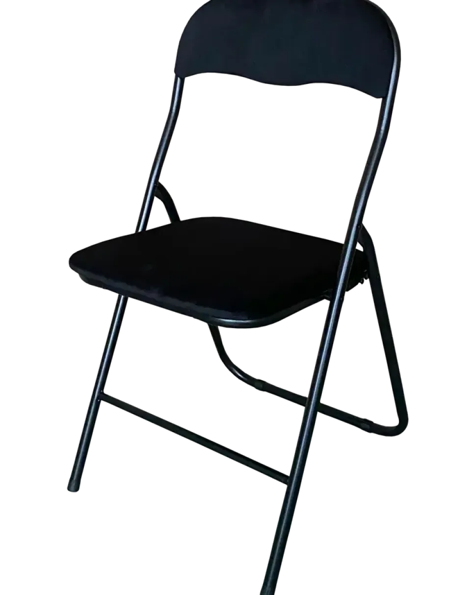 Klappstol med velourdyna - svart