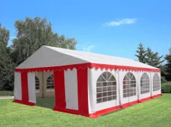 KOSAMA Partytält PVC 6 x 8 m – röd/vit