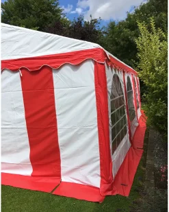 KOSAMA Partytält PVC 6 x 8 m – röd/vit
