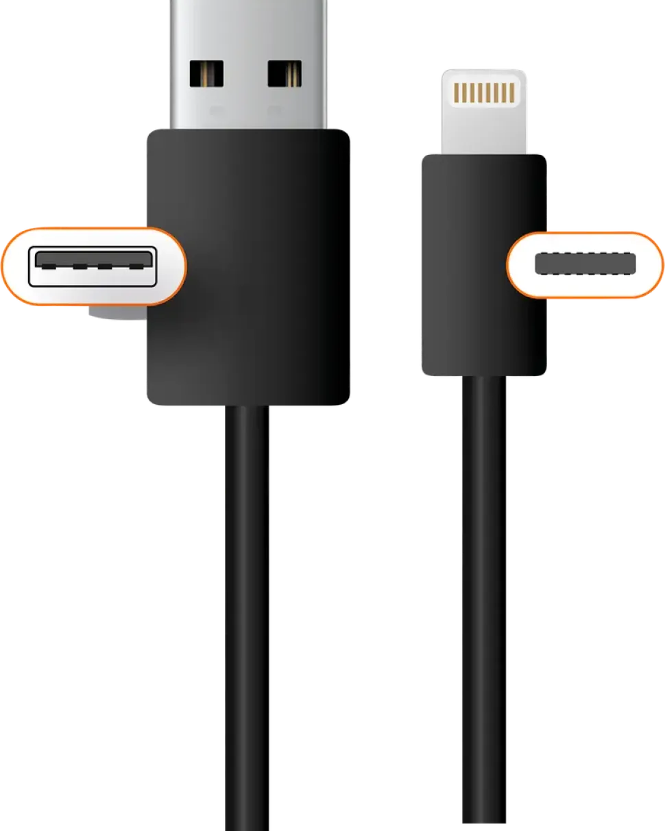 LADDKABEL LIGHTNING 0,5M SVART